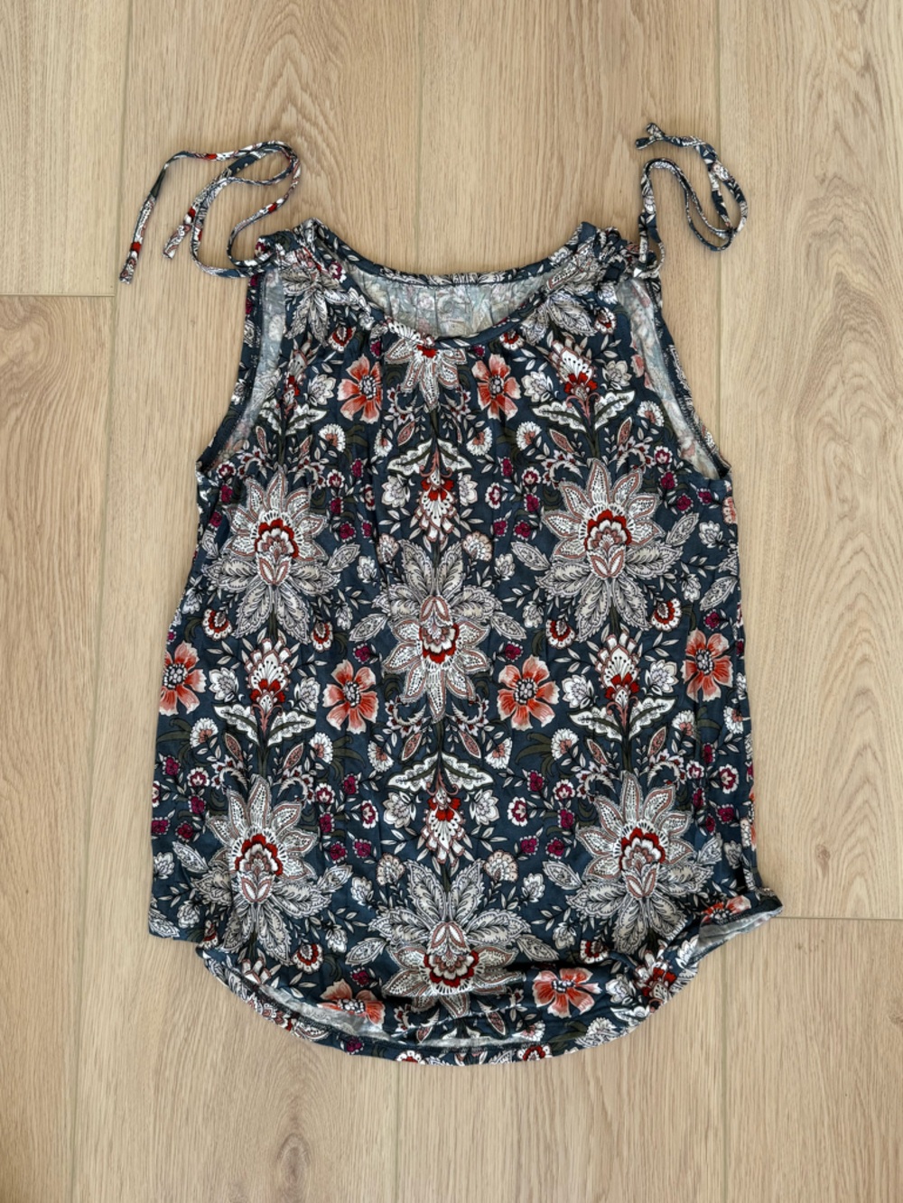LOFT Floral Tie-Shoulder Camisole in Navy, Cream, Rust
